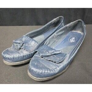 Dr Scholls Shoes Womens Size 7 Navy Blue  Moccasin Loafers Leather Tassel